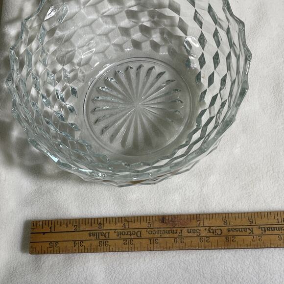 Vintage Fostoria American Clear Glass 9” Salad/Serving Bowl Cubist EUC - Picture 5 of 6